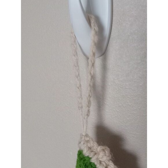 Handmade Colorful Green Cream & Coral Acrylic Crochet Spiral Wind Spinner Decor - Picture 7 of 8
